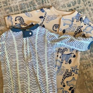 Burt’s Bee’s striped 0-3 month sleeper… Carters animal sleeper 3 months